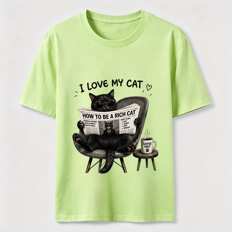 How To Be A Rich Cat Shirt Lazy Cat Coffee Lover Graphic Tee