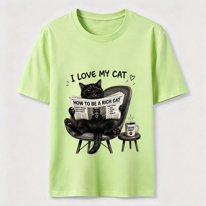 How To Be A Rich Cat Shirt Lazy Cat Coffee Lover Graphic Tee