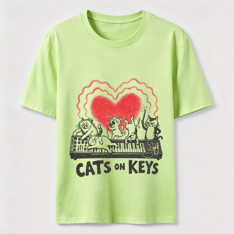 Cats On Keys Music Cat Lover Graphic Tee