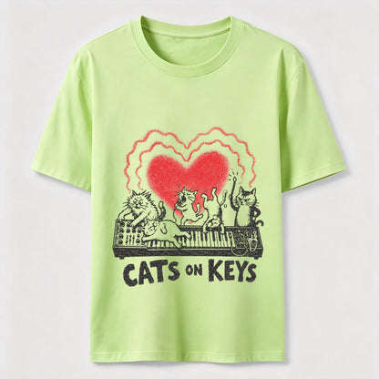 Cats On Keys Music Cat Lover Graphic Tee