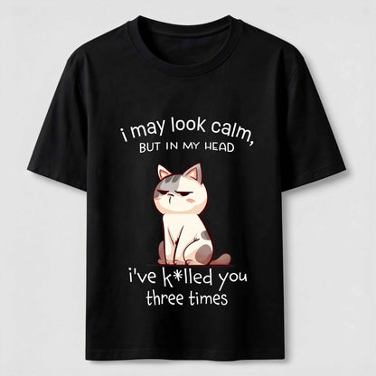 Calm Face Chaotic Mind Cat T-Shirt