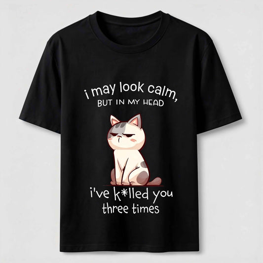 Calm Face Chaotic Mind Cat T-Shirt