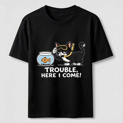 Just Another Day Causing Trouble Funny Cat Tee