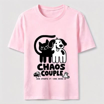 Chaos Couple Cat And Dog Tee