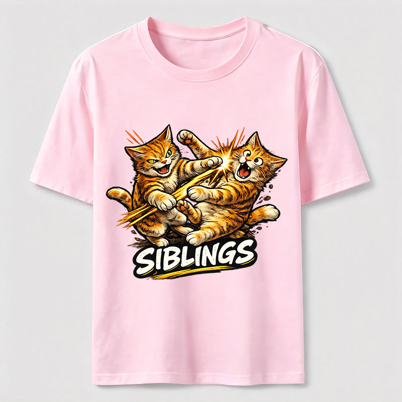Playful Cat Siblings Graphic T-Shirt
