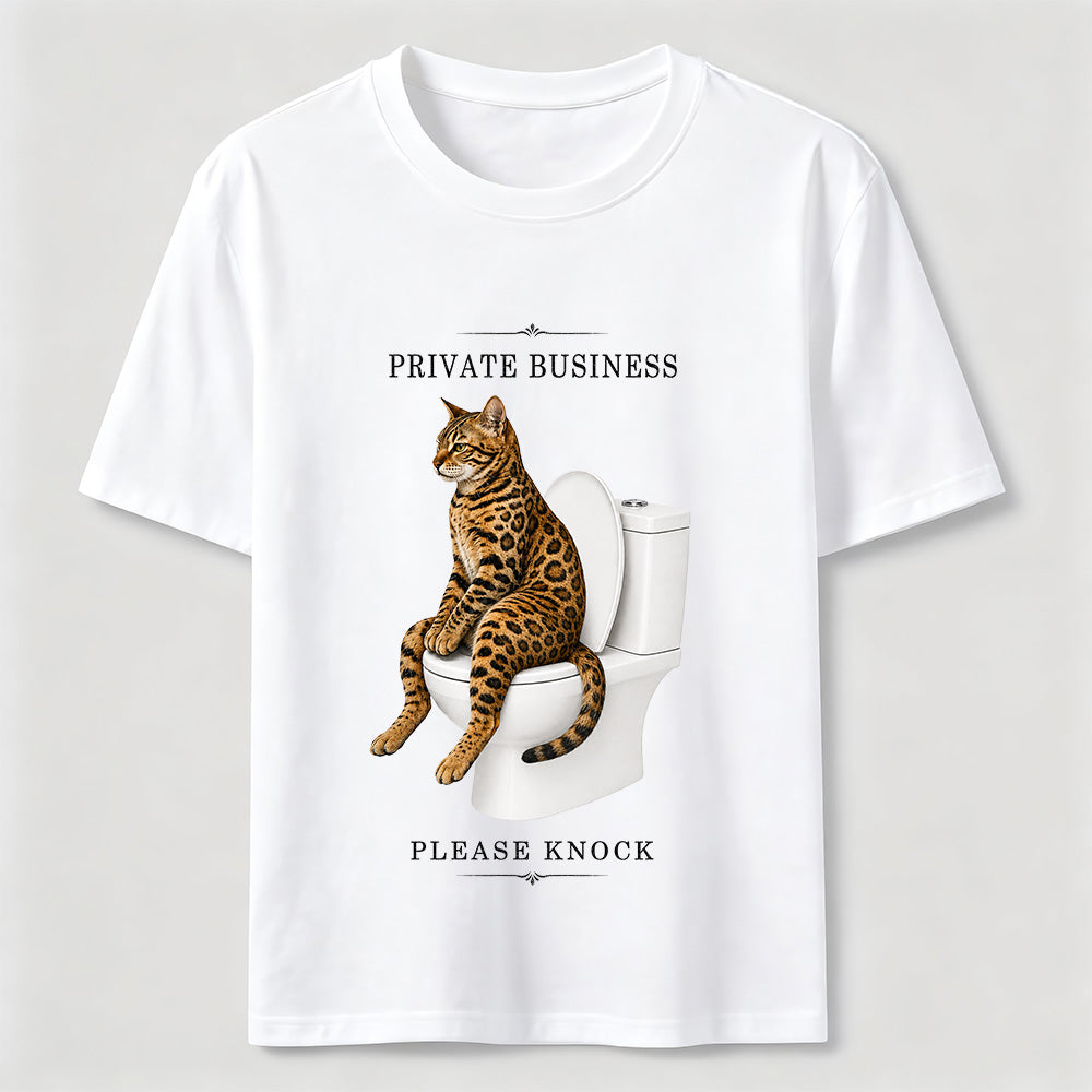 Private Business Cat Bathroom Tee