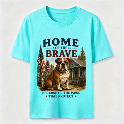 Home of the Brave Patriotic Bulldog T-Shirt