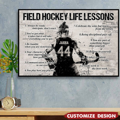 Personalized Field Hockey Life Lessons Poster / Canvas - Gift For Field Hockey Lovers