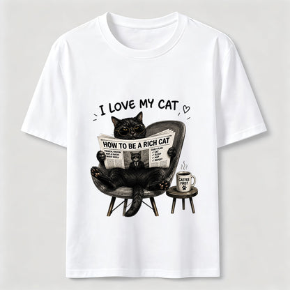 How To Be A Rich Cat Shirt Lazy Cat Coffee Lover Graphic Tee