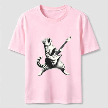 Rockstar Cat Vintage Guitar Streetwear Tee