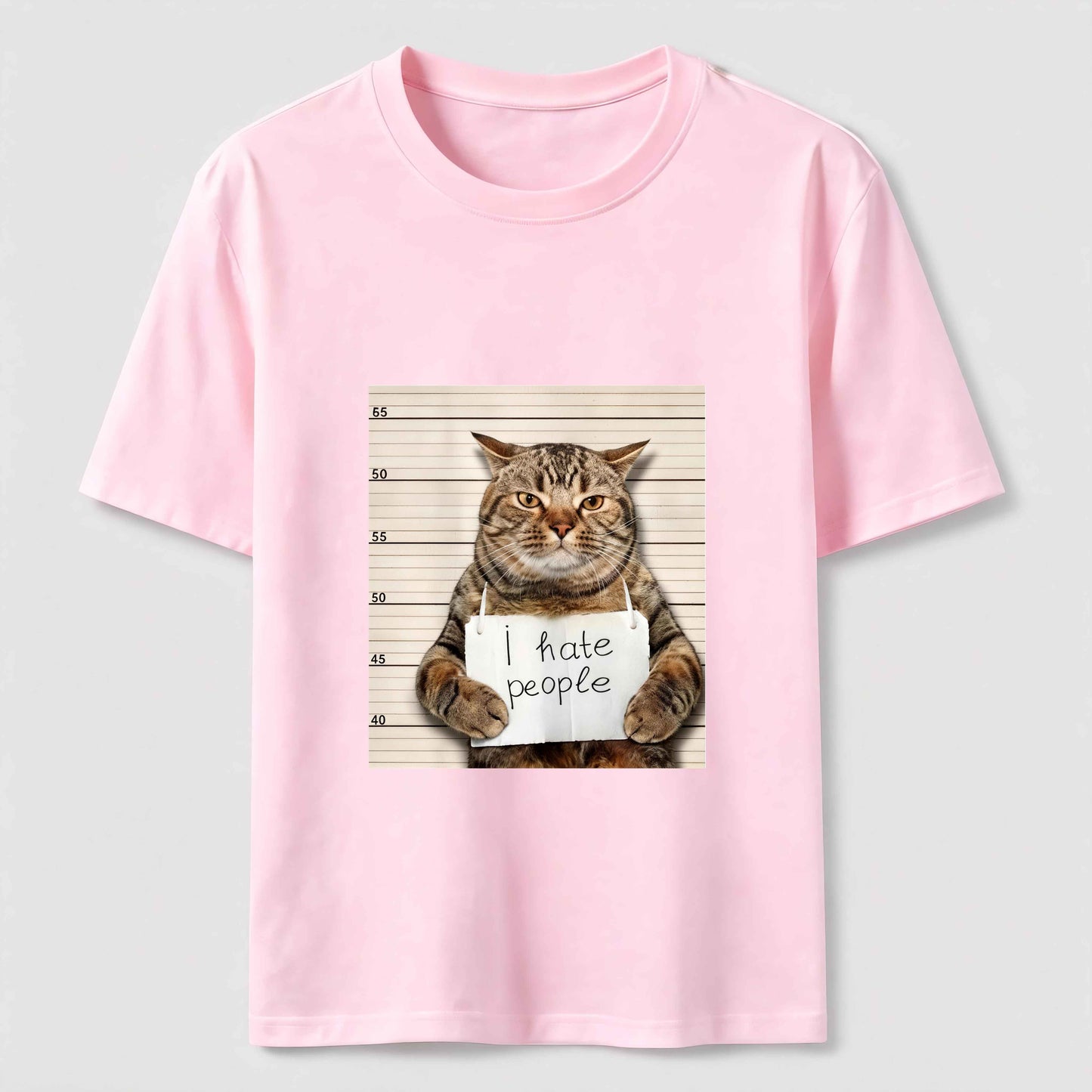 I Hate People Funny Mugshot Cat Graphic Tee