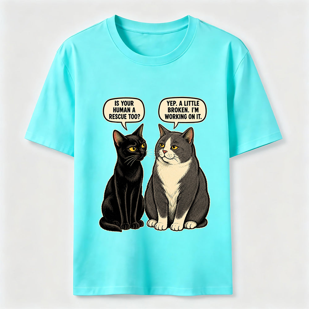 Rescue Human Cat Conversation T-Shirt
