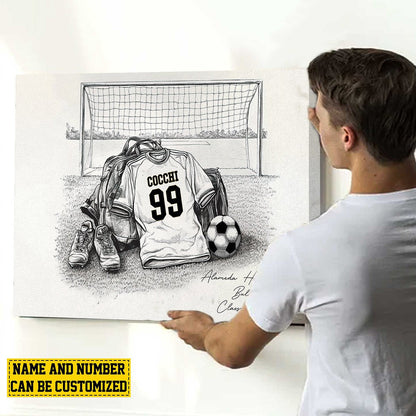 Custom soccer senior night canvas print featuring personalized sketchy jersey design for high school players graduation image 8