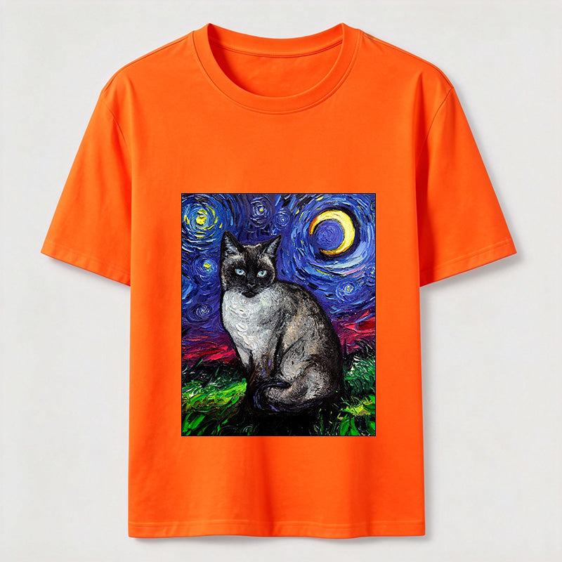 Starry Night Siamese Cat T-Shirt