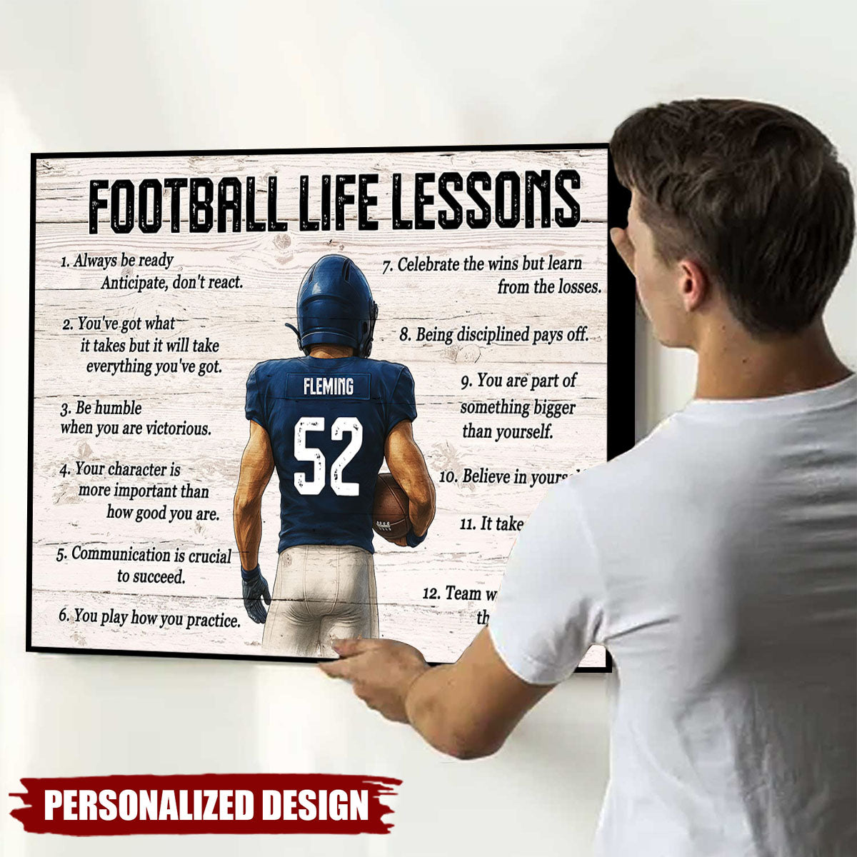 Personalized Football Life Lessons Poster / Canvas - Custom Gift for Teen Boys