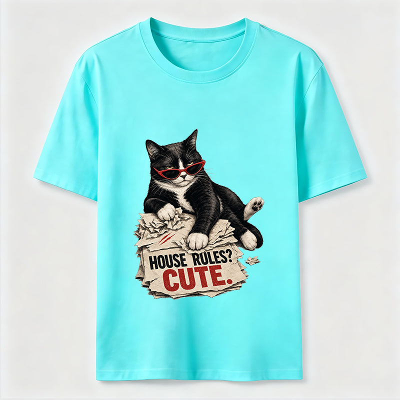 House Rules Cute Cat Tee