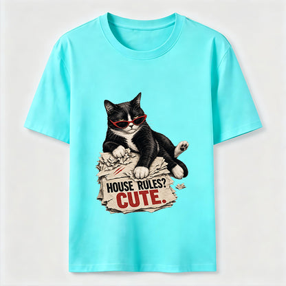 House Rules Cute Cat Tee