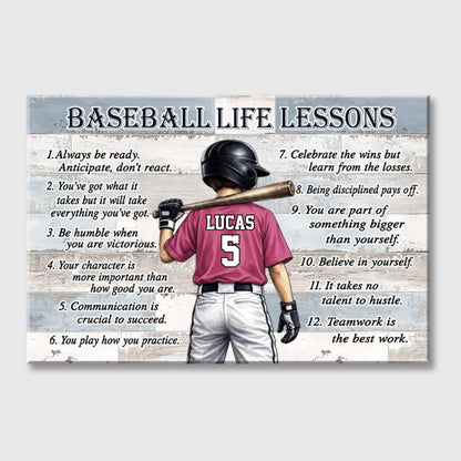 Personalized Baseball Life Lessons Poster / Canvas - Gift for Sports Families