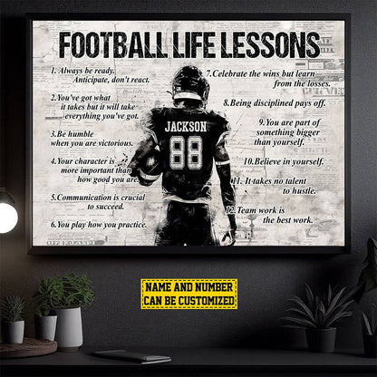 American Football Life Lessons Poster / Canvas - Personalized Custom Name Gift