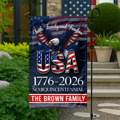 Custom Name Faith, Family & Freedom 250 Years of America Patriotic Garden Flag LM32 897165
