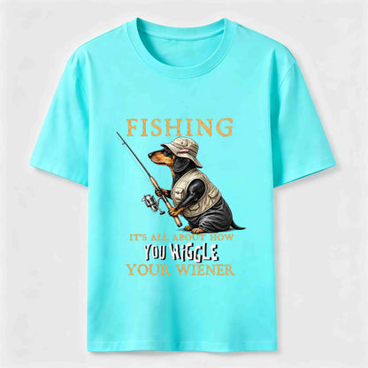 Dachshund Fishing Club Outdoor Wiener Dog Graphic Tee