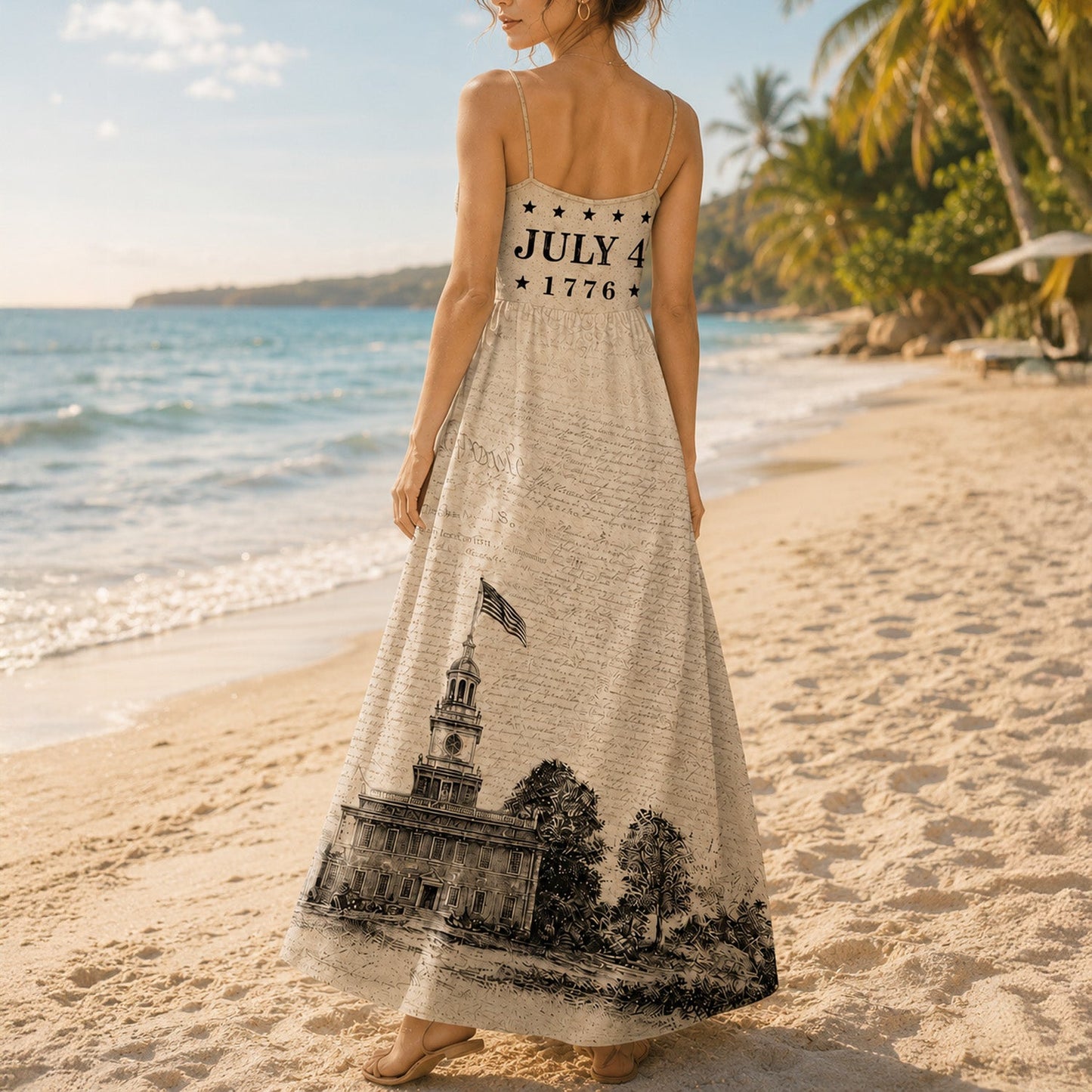 Custom Photo US 250th Anniversary Retro Style Eagle Cami Maxi Dress TH10 170237