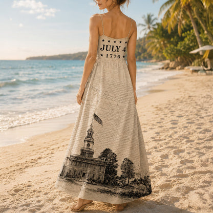Custom Photo US 250th Anniversary Retro Style Eagle Cami Maxi Dress TH10 170237