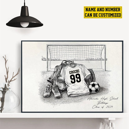 Custom soccer senior night canvas print featuring personalized sketchy jersey design for high school players graduation image 7