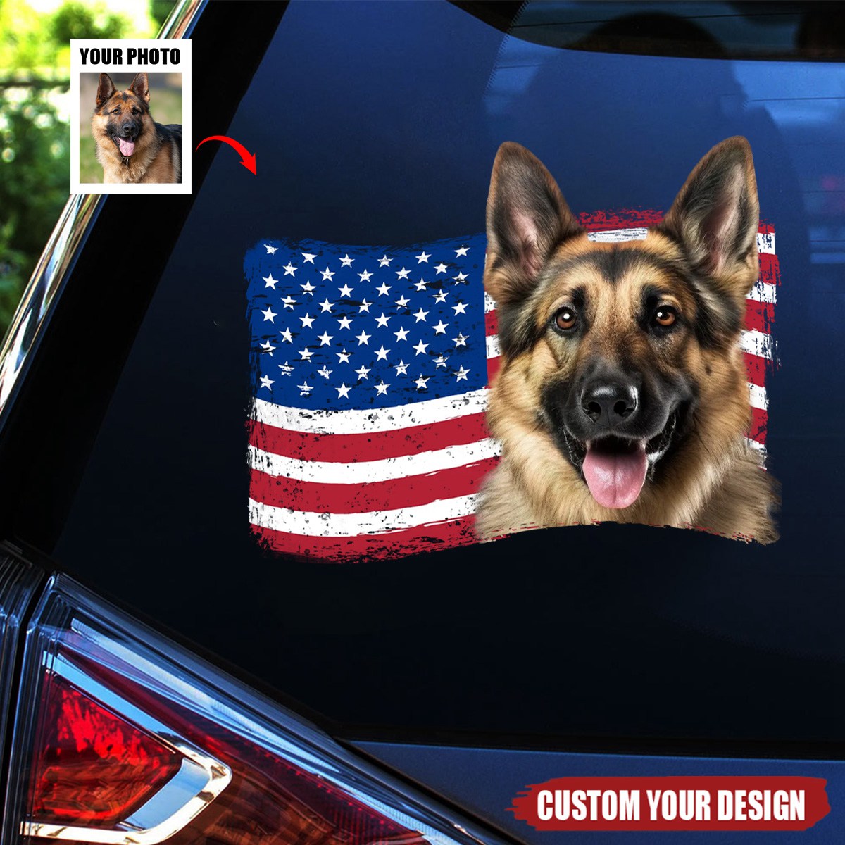 Personalized American Dog Flag Decal - Custom Gift for Dog Lovers