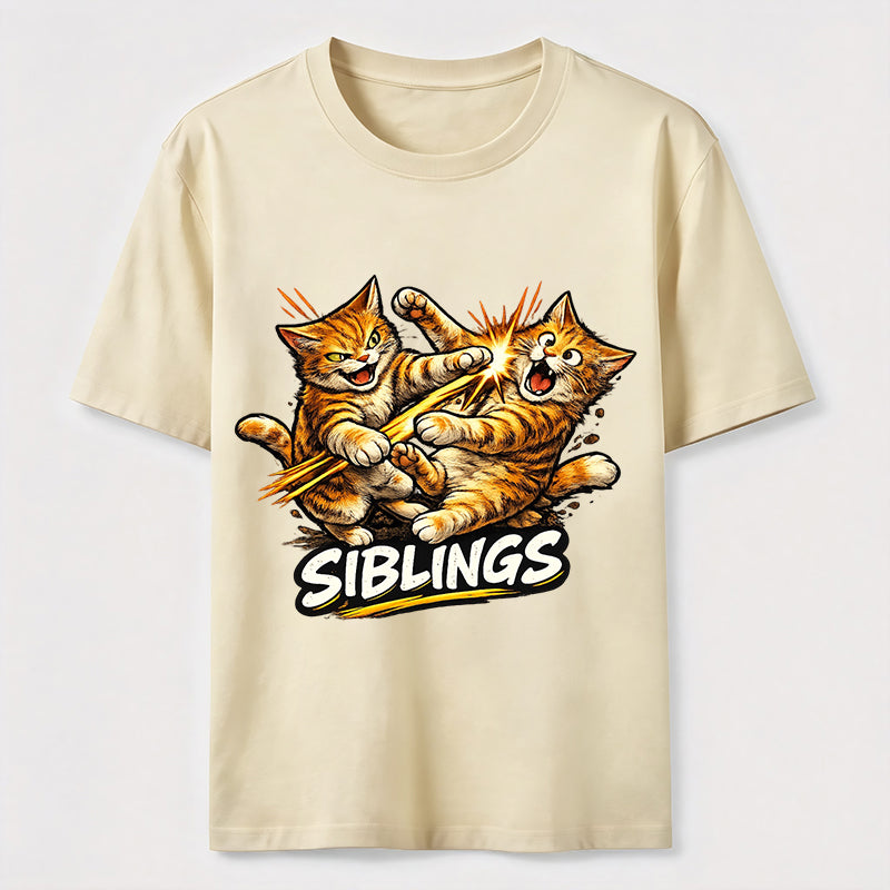 Playful Cat Siblings Graphic T-Shirt