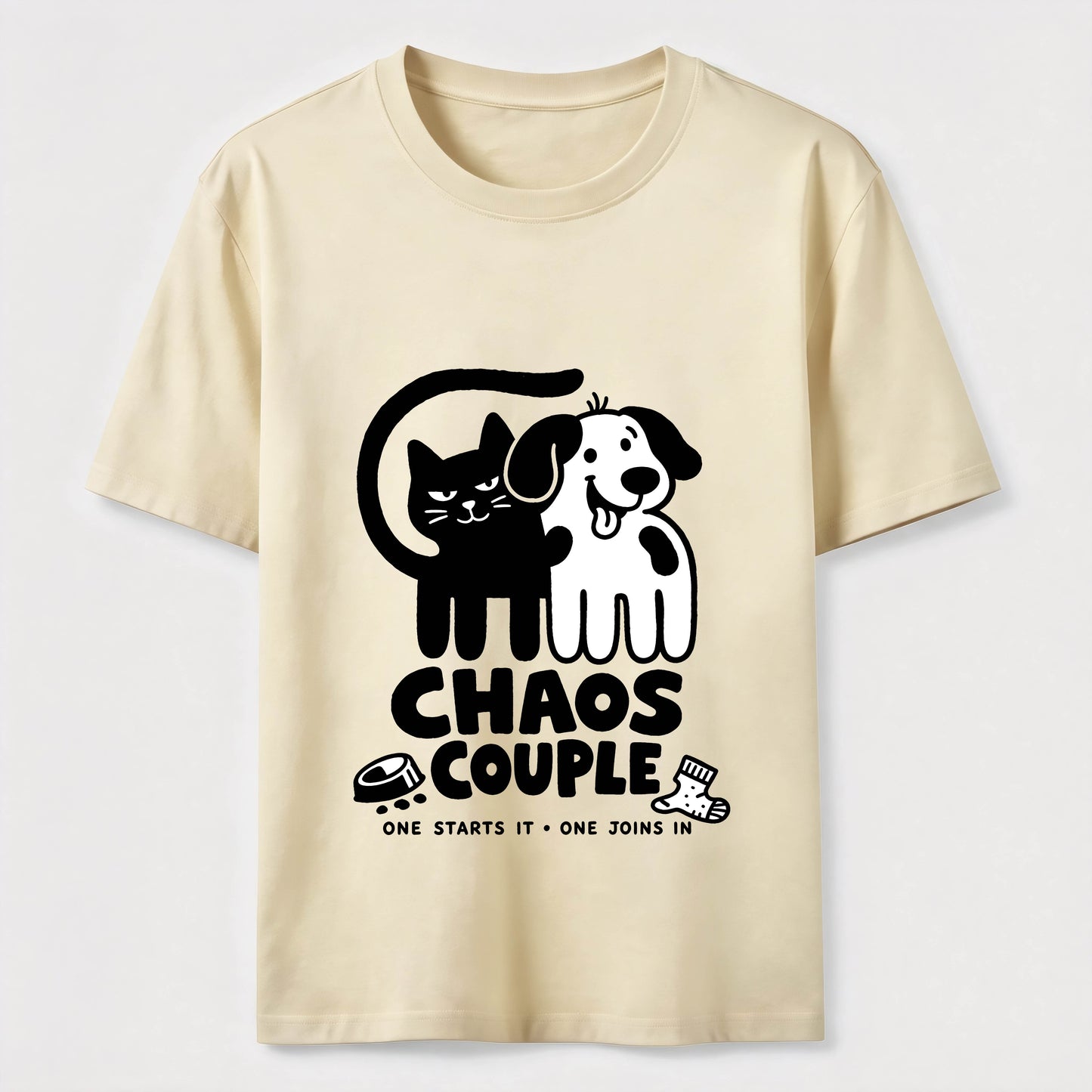 Chaos Couple Cat And Dog Tee