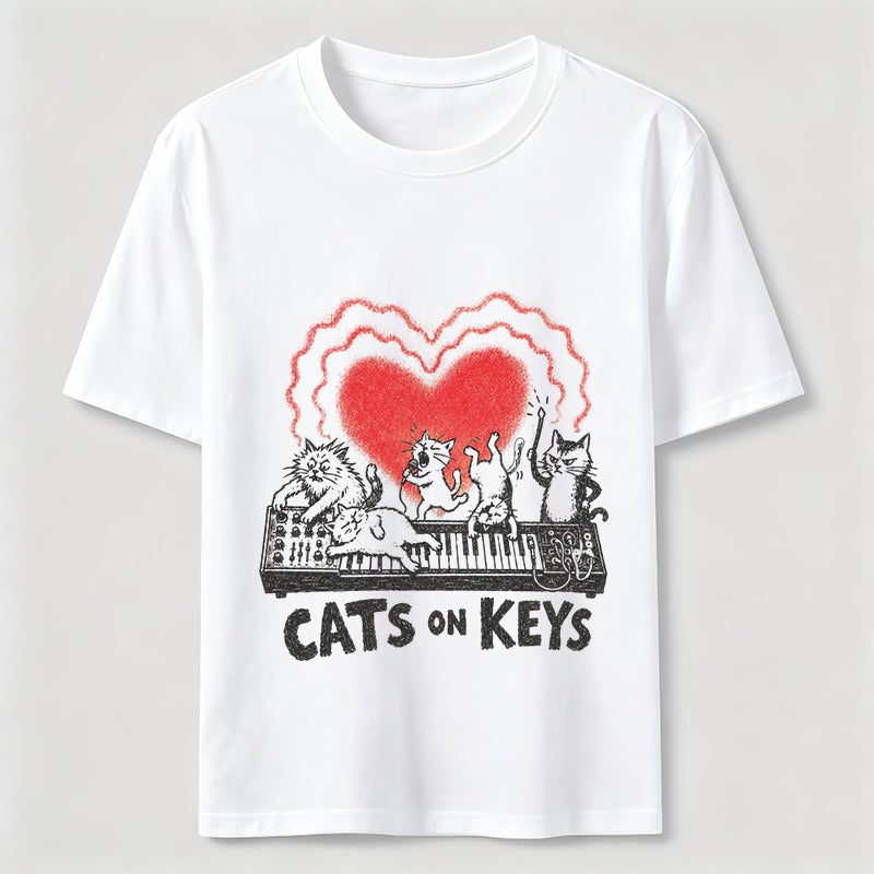 Cats On Keys Music Cat Lover Graphic Tee