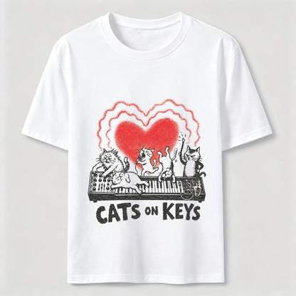 Cats On Keys Music Cat Lover Graphic Tee