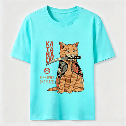 Nine Lives One Blade Samurai Cat T-Shirt