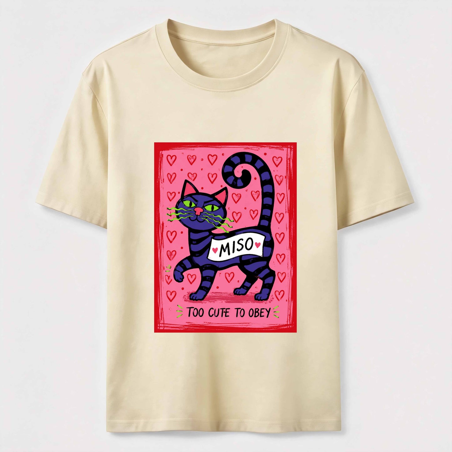 Mischievous Striped Cat Graphic T-Shirt