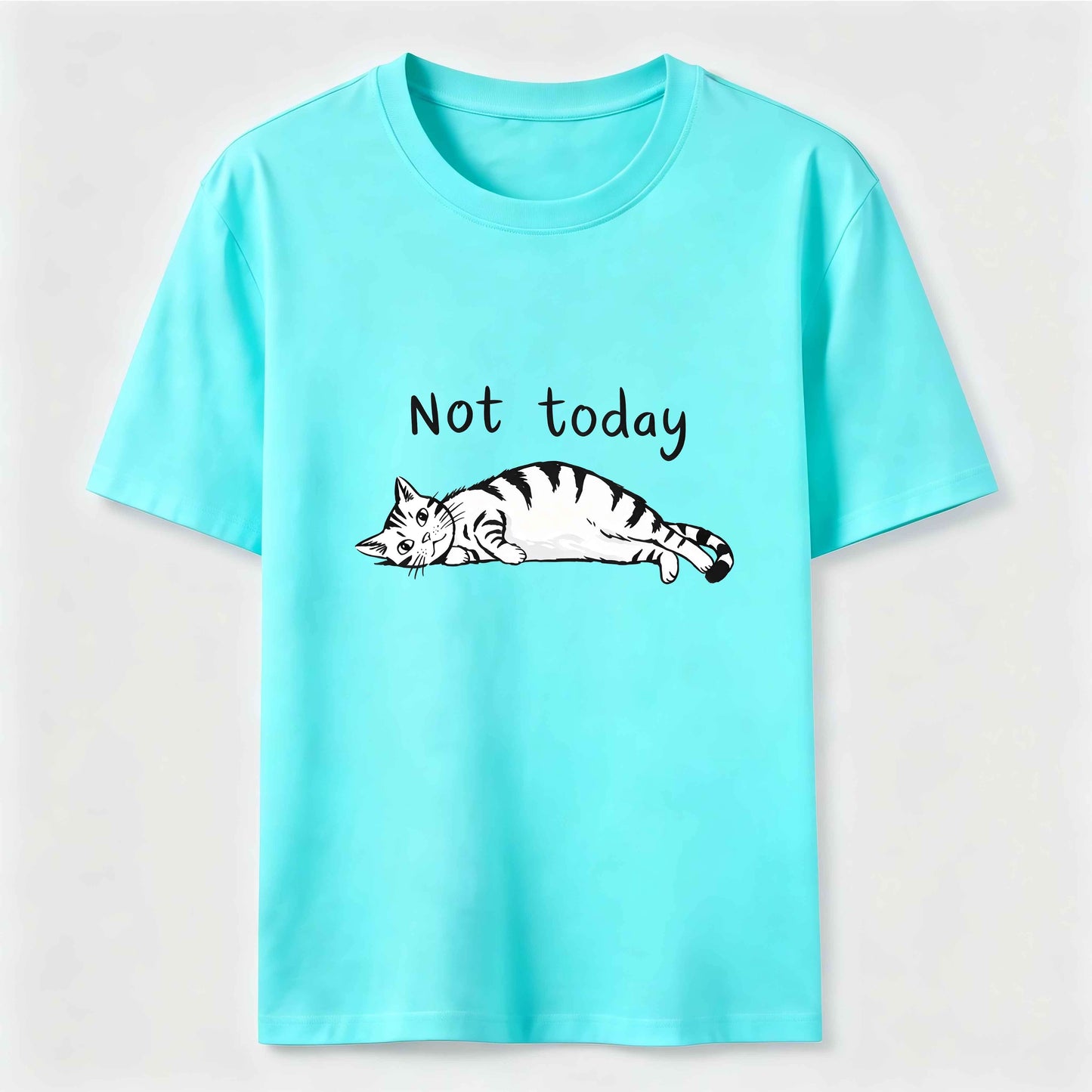 Not Today Funny Lazy Cat Graphic Tee