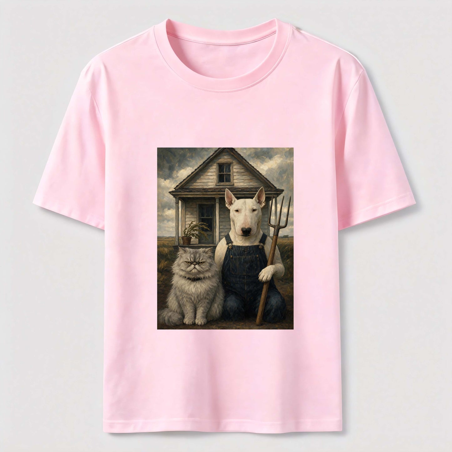 American Gothic Cat And Dog Tee