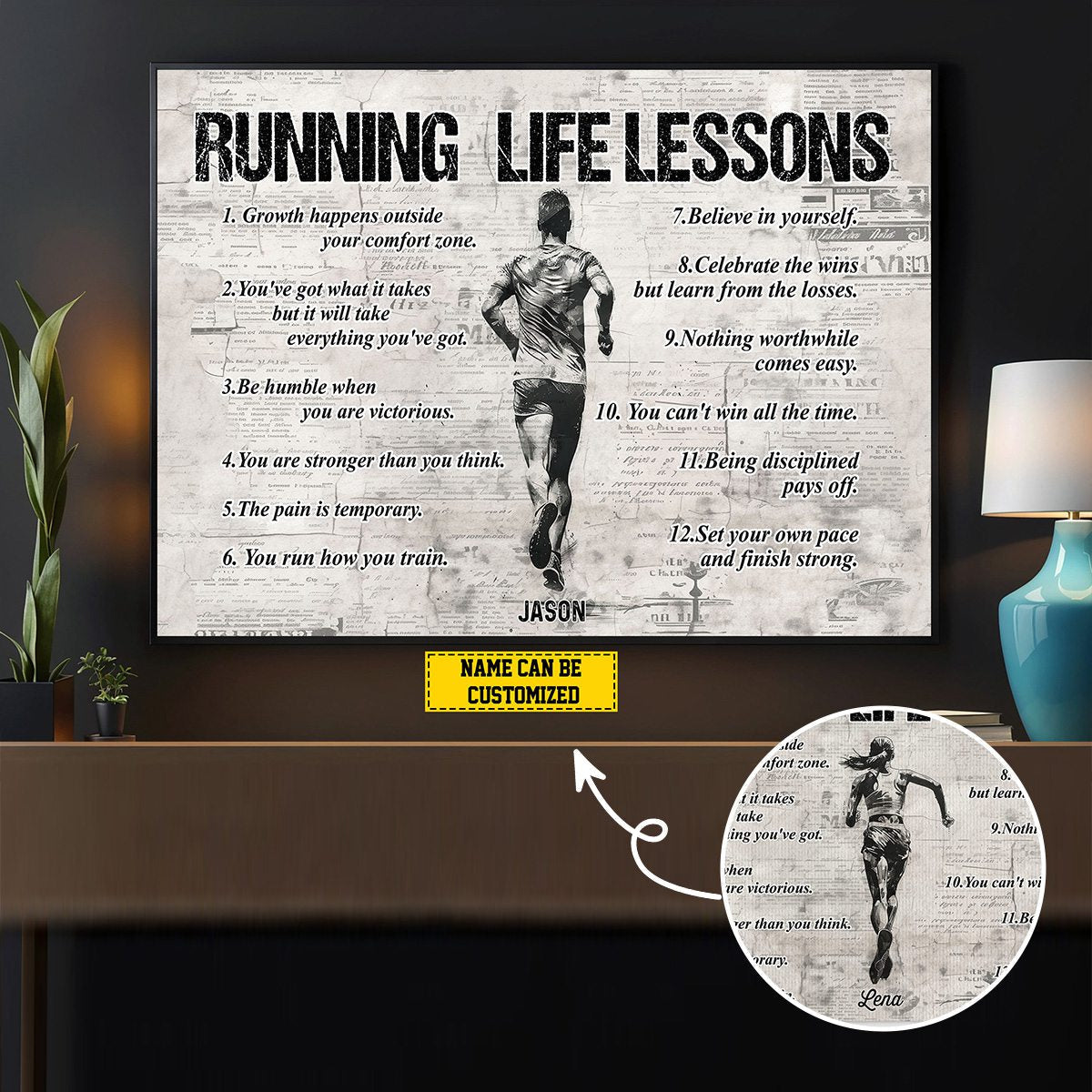 Personalized Running Life Lessons Poster / Canvas - Gift For Running Lovers