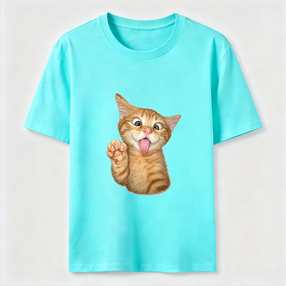 Funny Orange Kitten Wave Tee
