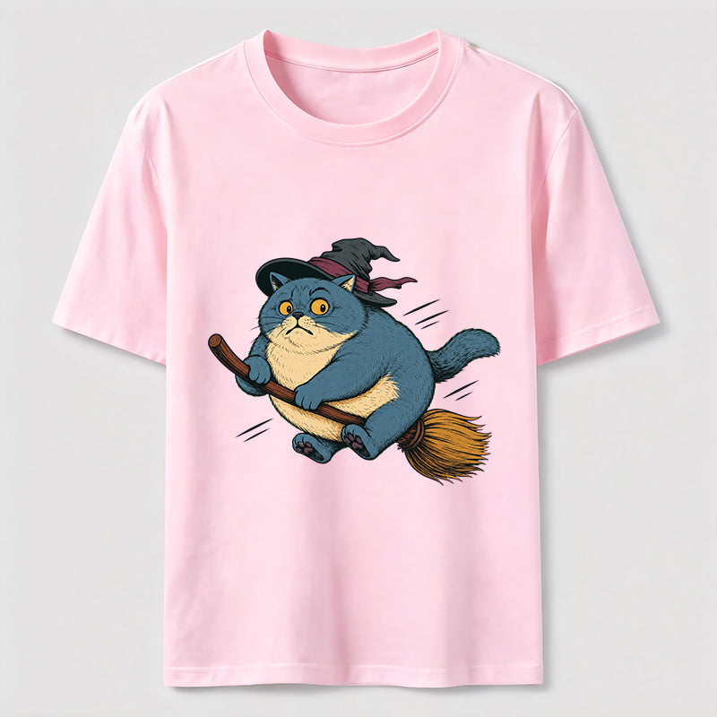 Witch Cat On A Broom T-Shirt