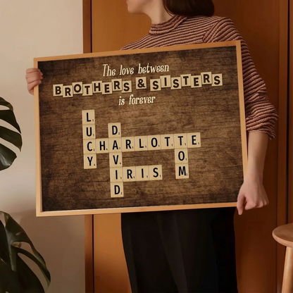 Personalized Crossword Canvas: 'Love Between Brothers & Sisters Is Forever'