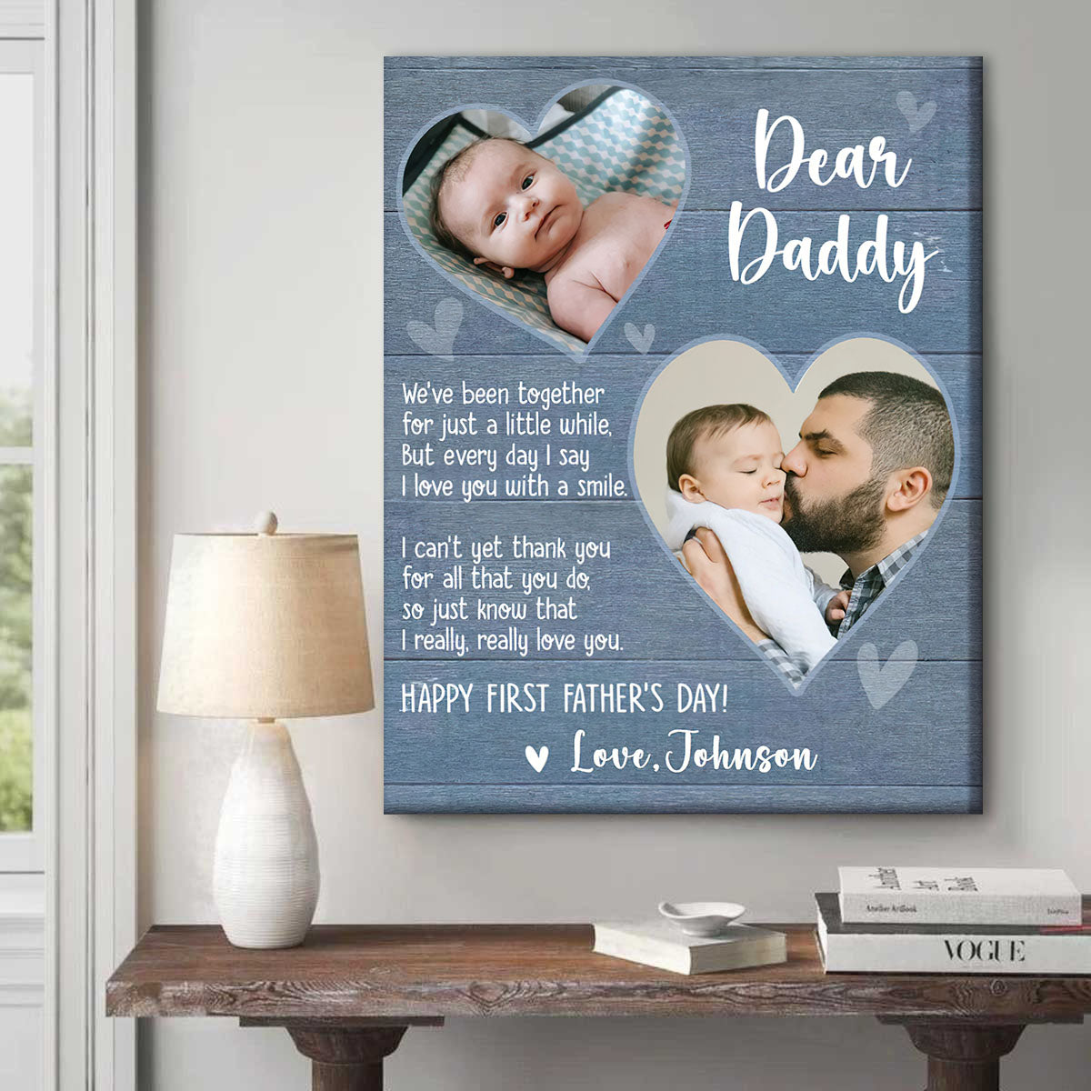Custom First Fathers Day Canvas personalization view for Dad