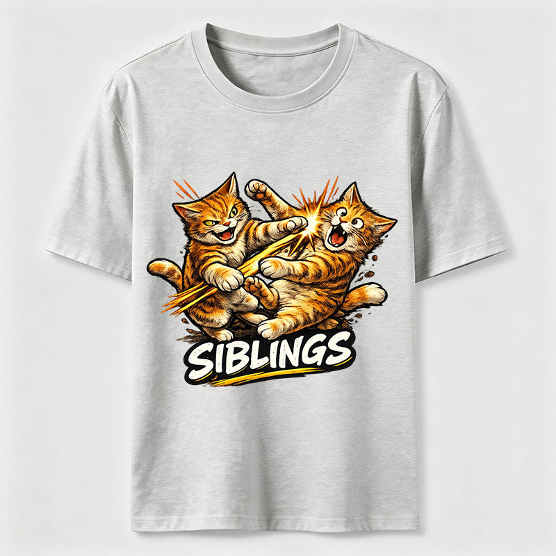 Playful Cat Siblings Graphic T-Shirt