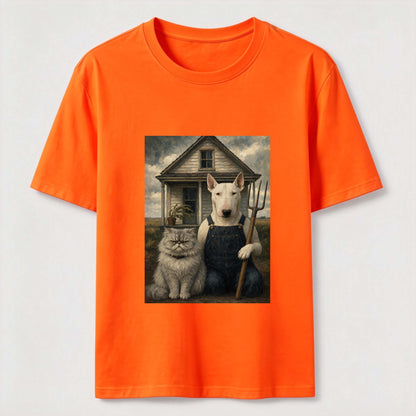 American Gothic Cat And Dog Tee