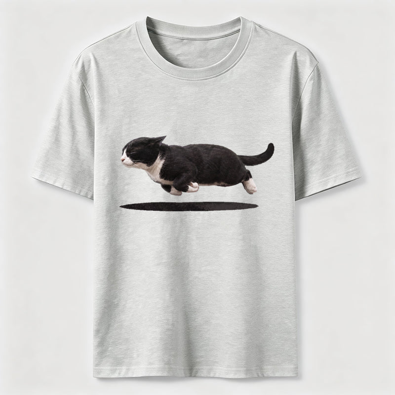 Flying Tuxedo Cat Graphic T-Shirt