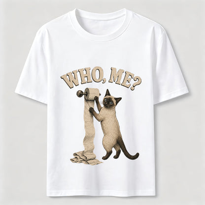 Who Me Toilet Paper Cat Tee