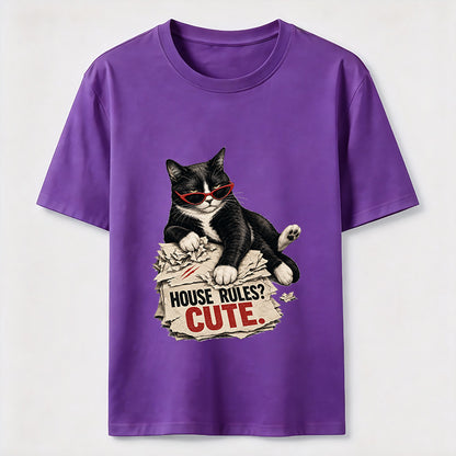 House Rules Cute Cat Tee