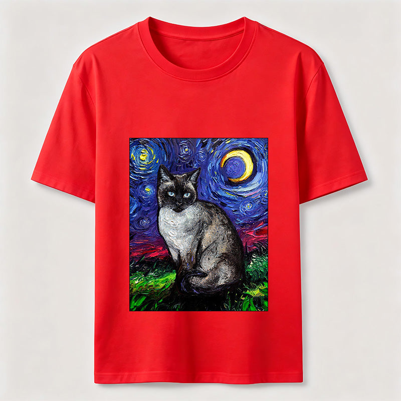 Starry Night Siamese Cat T-Shirt