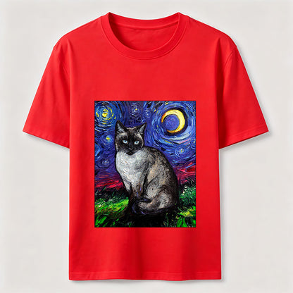 Starry Night Siamese Cat T-Shirt