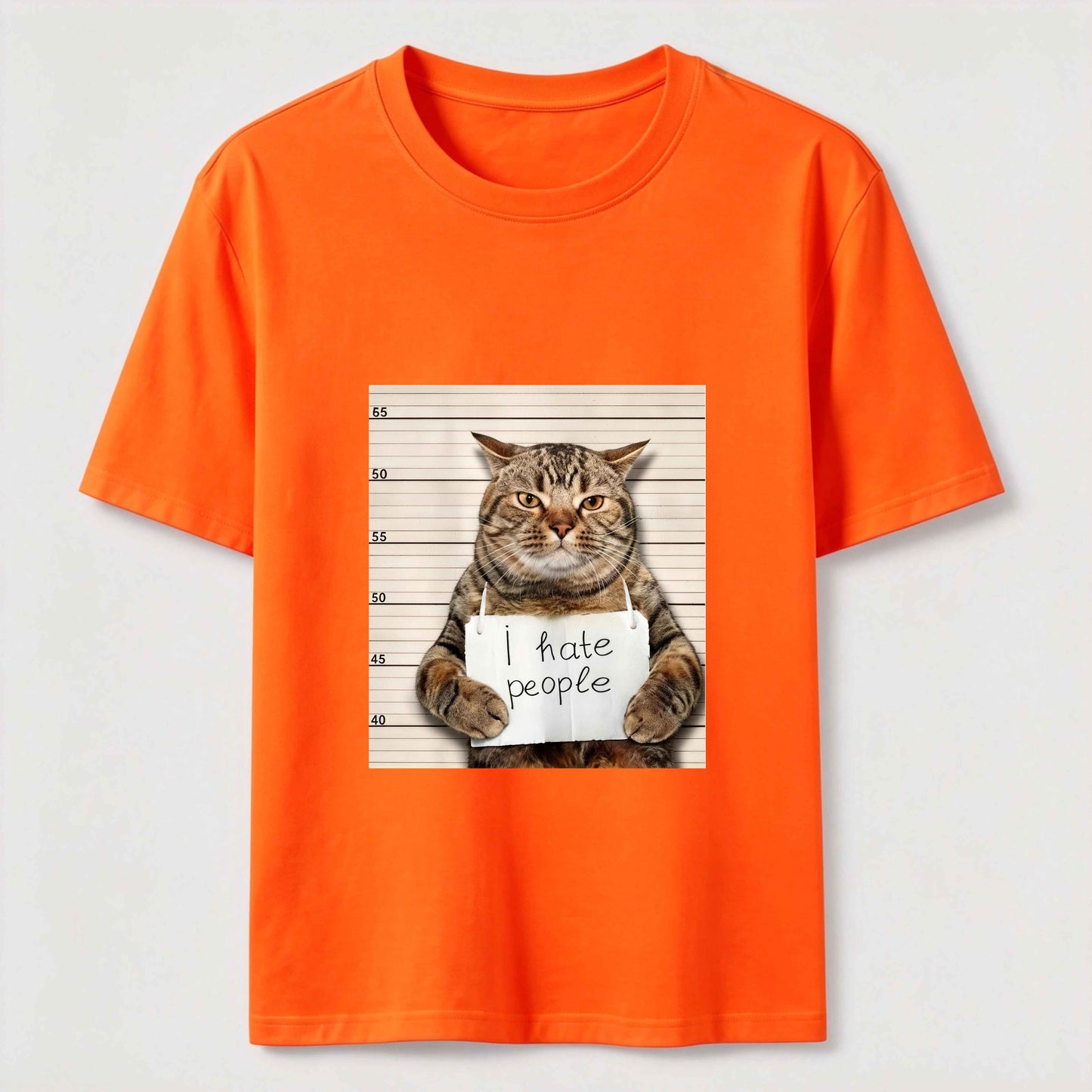 I Hate People Funny Mugshot Cat Graphic Tee
